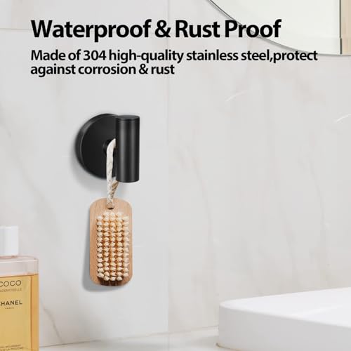 2 Pack Towel Hooks for Bathroom, Wall Mount Towel Holder, Wall Robe Stainless Steel Heavy Duty Door Hanger for Kitchen, Bedroom,Hotel,Pool,Coats, Black - color: Black
