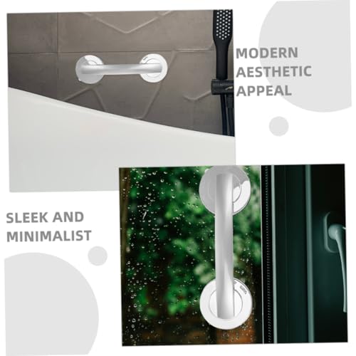 2pcs Removable Suction Cup Handles Strong Adhesive Safety Grab Bars for Seniors No-Drill Installation for Glass and Tile Portable Bathroom Support Armrests