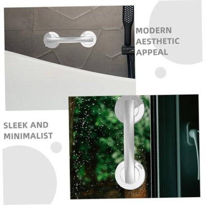 2pcs Removable Suction Cup Handles Strong Adhesive Safety Grab Bars for Seniors No-Drill Installation for Glass and Tile Portable Bathroom Support Armrests