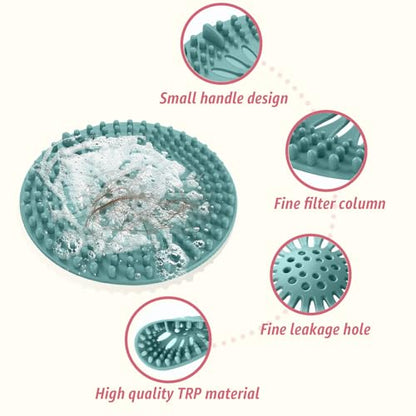 Inmorven Bathroom Sink Drain Strainers - 5 Pack Silicone Hair Catcher, Flexible Reusable Drain Protector for Shower, Bathtub & Sink