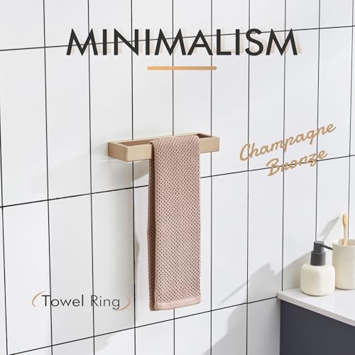 KOKOSIRI Towel Ring for Bathroom Hand Towel Holder 9 Inch Towel Hanger Rack Champagne Bronze Stainless Steel Wall Mount, 1 Pack B4008CPG-L9 - color: Champagne Bronze, size: 1 Pack