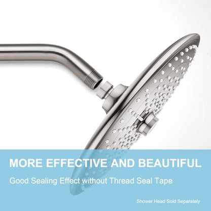 OFFO Shower Arm with Flange, 10 in Brushed Nickel Wall Mount Replacement Angle Shower Head Arm Wall-Mounted For Fixed Shower Head & Handheld Showerhead - color: Brushed Nickel, style: 10 in