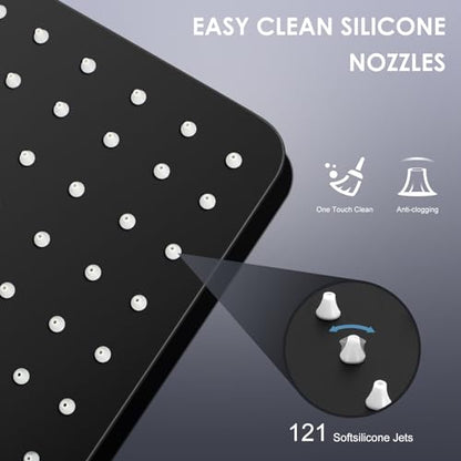 10 Inch Matte Black Rain Shower Head - All Metal Stainless Steel 304, Ultra Thin Design, Modern Bathroom Square Rainfall Showerheads - Full Body Coverage Bath Shower - color: B-Matte Black, size: 10 Inch Square