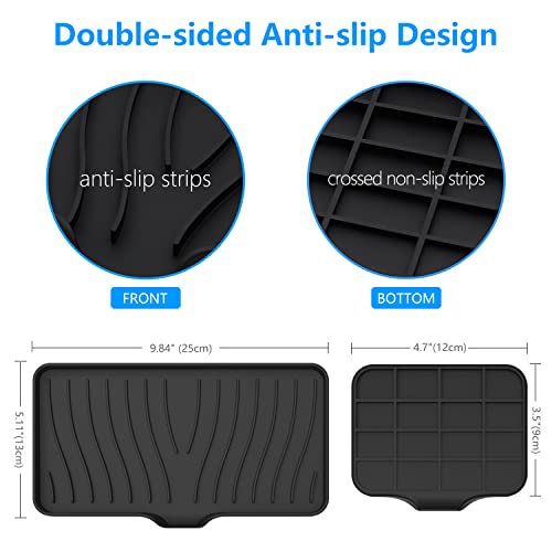 3-Pack Silicone Soap Dish, Sponge Holder for Sink, Kitchen Soap Tray, Bathroom Soap Holder, Sponge Tray with Drain (Black) - color: Black Style B