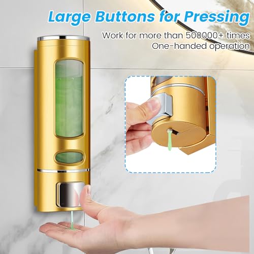 Foam Hand Soap Dispenser, 400ml Bathroom Shower Dispenser Gel Container Shower Pump Dispenser and Organizer for Bathroom Kitchen Hotel, Refillable Liquid Lotion Soap Dispenser Wall Mounted - color: Gold