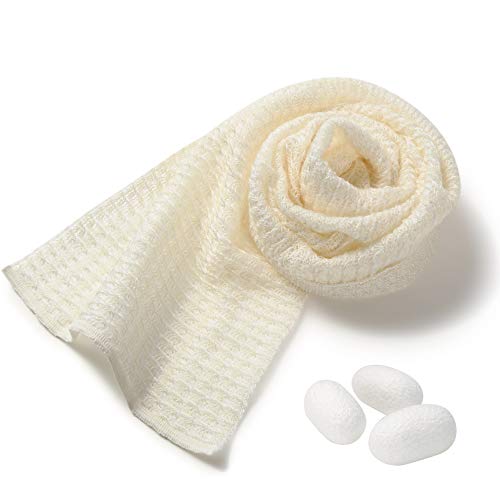 Exfoliating Washcloth [Made in Japan] Shower Back Scrubber, Plant-Based Loofah (Silk) - color: Silk