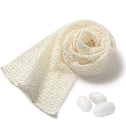 Exfoliating Washcloth [Made in Japan] Shower Back Scrubber, Plant-Based Loofah (Silk) - color: Silk