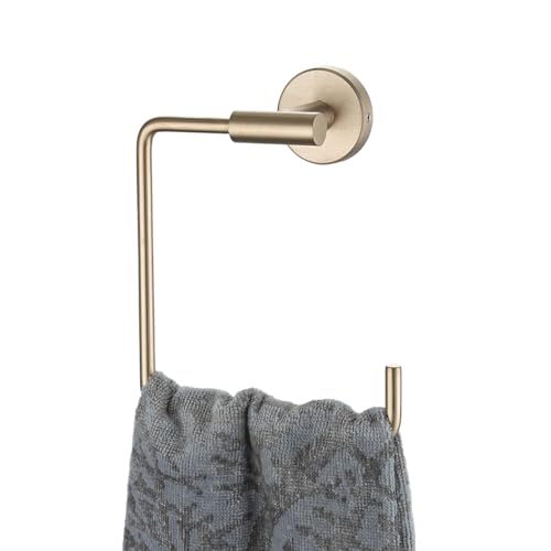 JQK Towel Ring Champagne Bronze, Stainless Steel Square Ring Towel Holder for Bathroom, 6 Inch Wall Mount, TR140-CB - color: Champagne Bronze