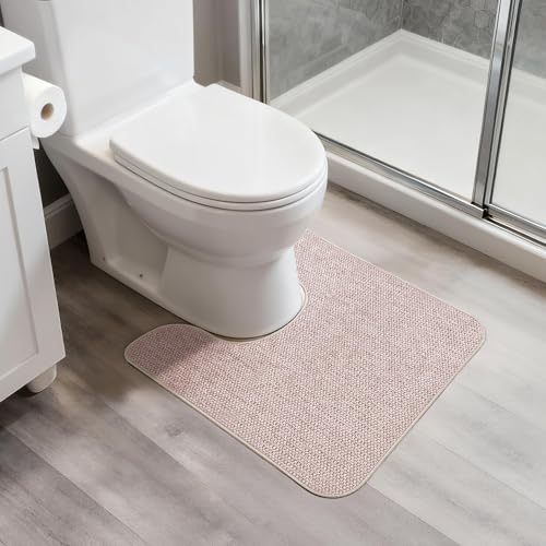 Bosap Toilet Rugs U Shaped Bathroom Rug,Machine Washable Non Slip Quick Dry Super Absorbent Ultra Thin Toilet Mats for Bathroom Toilet.Beige,1'8"x2'(20x24inch) - color: Beige, size: 1'8" X 2' (U-shape)