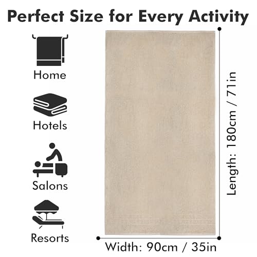 Bath Sheets – 550 GSM Extra Large Bathroom Sheet Set – Pack of 2 Jumbo Towels Beige (71x35in) – 100% Ring Spun Cotton Soft Quick Dry Large Bath Towels for Adults Hotel Spa Bathroom Use - color: Beige, size: Bath Sheets
