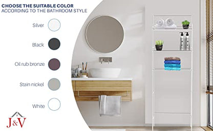 J&V TEXTILES 3-Shelf Bathroom Organizer Over The Toilet, Bathroom Spacesaver (Silver) - color: Silver