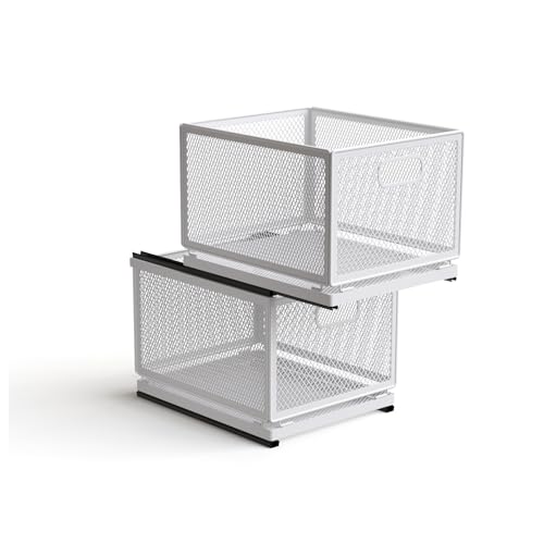 Pull Out Cabinet Organizer, Slide Out Drawers Fixed with Adhesive Nano Film, Pantry Shelves Sliding Drawer Storage Organization for Kitchen (Double Layer 11.8 * 9.4 * 16.6inch/30 * 24 * 42.4cm) - size: 11.8*9.4*16.6inch/30*24*42.4cm