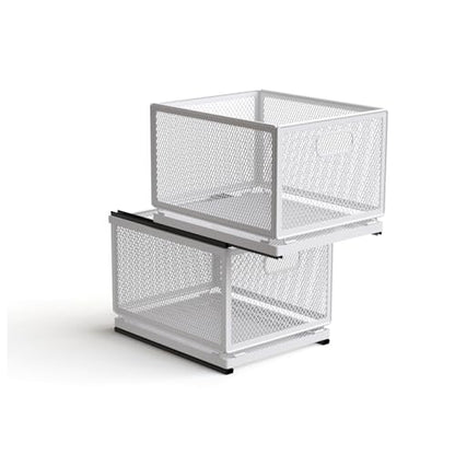 Pull Out Cabinet Organizer, Slide Out Drawers Fixed with Adhesive Nano Film, Pantry Shelves Sliding Drawer Storage Organization for Kitchen (Double Layer 11.8 * 9.4 * 16.6inch/30 * 24 * 42.4cm) - size: 11.8*9.4*16.6inch/30*24*42.4cm