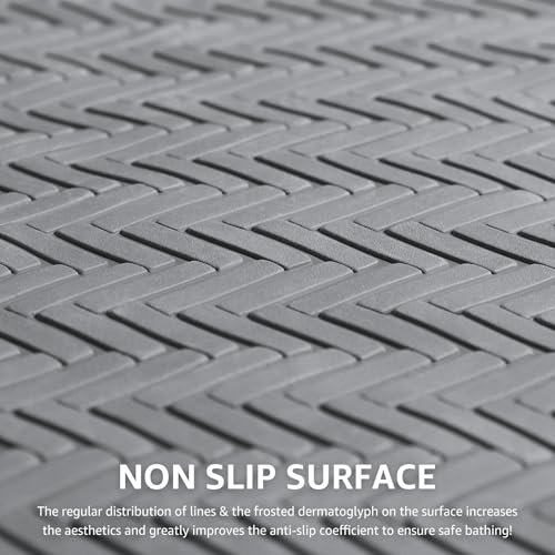 OTHWAY Bathtub Mat Non Slip, Extra Long Rubber Bath Mat for Tub, Machine Washable Shower Anti Slip Mat with 332 Strong Suction Cups (Grey, 36" x 17") - color: Grey, size: 36" x 17" (Rectangular)