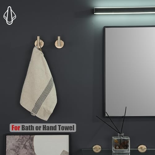 JQK Bathroom Towel Hook Champagne Bronze, Coat Robe Clothes Hook for Bathroom Wall Mounted (Pack of 2), SUS 304 Stainless Steel 0.8mm, TH100-CB-P2 - color: Champagne Bronze, size: 2 Pack