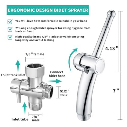 BARROCK Bidet Sprayer for Existing Toilet, Advanced Handheld Ergonomic Jet Spray Set with Precision Water Pressure Control for Muslim Shower/Feminine Hygiene/Pet Cleaning, Chrome - color: Chrome