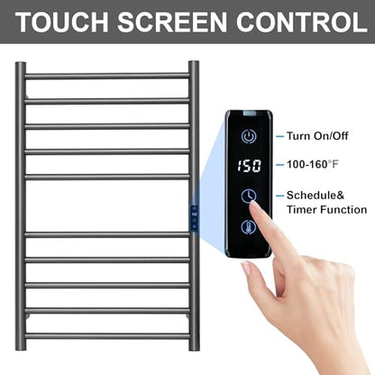 Electric Towel Rack with Voice Control for Alexa & Google Home,TUYA-Wall-Mounted Bathroom Heating Towel Warmer,Stainless Steel Material,31.5x20.08x4.41in,Plug-in,Gunmetal Grey,10 Bars - color: Gungrey With Wifi, size: 10 Bar