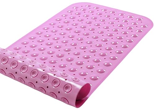 Large Non-Slip Bathtub & Shower Mat 31”x16” (Smooth/Non-Textured Tubs Only) Safe, Clean, Machine-Washable, Superior Grip&Drainage, Vinyl, Opaque Pink - color: Opaque Pink, size: Large (31"x16")