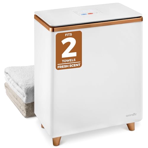 SereneLife Luxury Rectangle Towel Warmer - Spa & Bathroom Heater with Custom Fragrance, Auto Shut-Off, Fits 2 large Towels, Blankets, Bathrobes, PJ's - Perfect Gift for Him & Her (Rose Gold) - color: Rose Gold