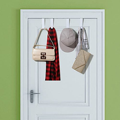 Jetec 8 Pcs Plastic Over the Door Clothes Hooks Bulk 4.72 Inch Long White Clothing Hanger Hooks Over the Door Hanging Hanger for Home Kitchen Bedroom Decoration (4.72‘’ Long)
