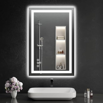 24"x36" LED Bathroom Mirror with Lights, Dimmable, Anti-Fog, Lighted Bathroom Vanity Mirror for Wall, Backlit + Front Lit, Memory Function, Shatter-Proof, Tempered Glass - size: 36"L x 24"W