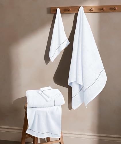 MyOwn Ultra Soft 6 Pack Cotton Towel Set, Contains 2 Bath Towels 28x55 inch, 2 Hand Towels 16x24 inch & 2 Wash Coths 12x12 inch, Ideal Everyday use, Compact & Lightweight - White - color: White, size: 6 Piece Set