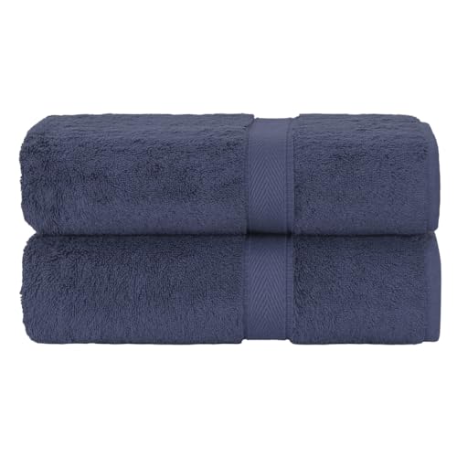 Supreme Terry 2-Piece Bath Towel Set, Hotel & Spa Quality, Plush and Absorbent 100% Turkish Cotton Towels, Quick Dry-Navy - color: Navy, size: Bath Towel Set