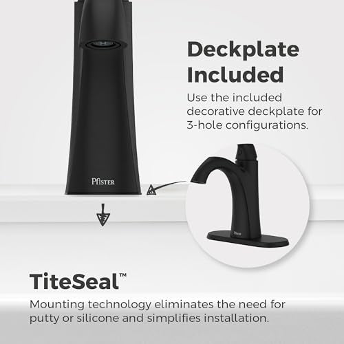 Pfister Willa Single Handle Bathroom Sink Faucet 1 Hole Matte Black with Spot Defense Finish Push & Seal Drain NSF Certified Water Efficient Vanity Faucet LF042MALSDB - color: Spot Defense Matte Black, size: 1 Pack