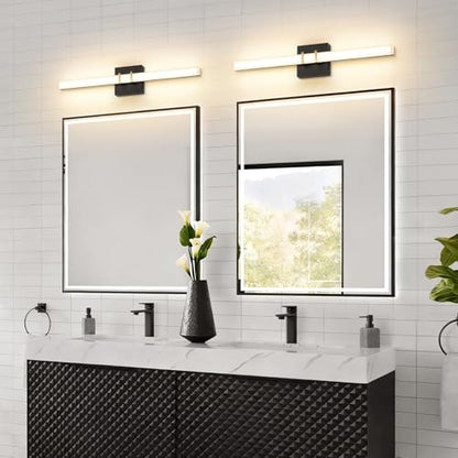 Modern Black and Brass Vanity Light Bar 24 Inch, 16W 5CCT Dimmable Bathroom Light Fixtures LED Wall Lighting Fixture - color: Black+Brass, size: 24 inch