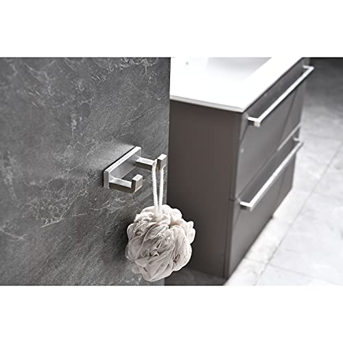 Bagno Bianca Stainless Steel Double Robe Hook in Brushed Nickel - color: Brushed Nickel
