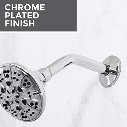 VETTA 8 Inch Shower Arm and Flange, Stainless Steel Construction, Shower Head Extension Extender Pipe Arm, Chrome Finish