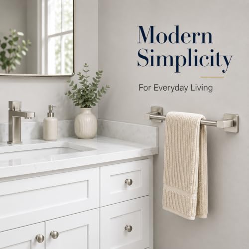 Bathroom Wall Mounted Towel Rack,18 Inch Brushed Nickel Towel Bar with Stainless Rack and Hand Towel Holder, Shower and Bath Towel Racks for Bathroom Wall(Total Length 20-Inch) - color: Brushed Nickel, size: 18In