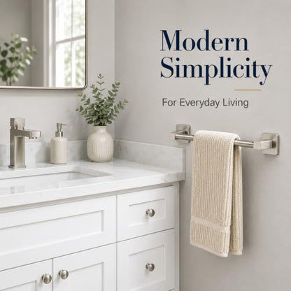 Bathroom Wall Mounted Towel Rack,18 Inch Brushed Nickel Towel Bar with Stainless Rack and Hand Towel Holder, Shower and Bath Towel Racks for Bathroom Wall(Total Length 20-Inch) - color: Brushed Nickel, size: 18In