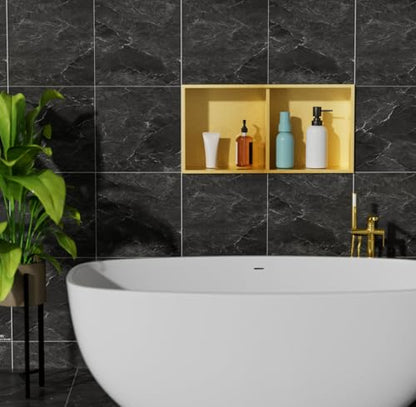 Non Tile Tube Niche Boxes for Showers,Bathroom Niche Double Shelves,Stainless Steel(Gold, 24 * 12 in) - color: Gold, size: 24 * 12 in