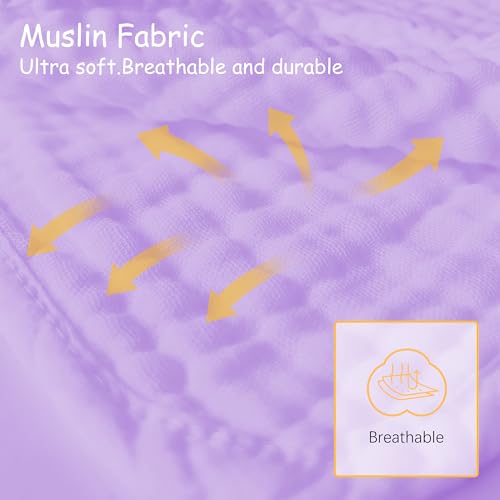 Lovely Care 12 Pack Muslin Burp Cloths 100% Cotton Muslin Cloths Large 20''x10'' Extra Soft and Absorbent Baby Burping Cloth - Purple - color: Purple, size: 10x20 Inch (Pack of 12)