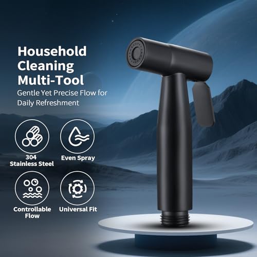 BARROCK 2 Pack Bidet Sprayer Head Only, Stainless Steel Handheld Shattaf Jet Spray for Toilet, Baby Cloth Diaper Sprayer with Adjustable Water Pressure Control, Matte Black - color: Matte Black