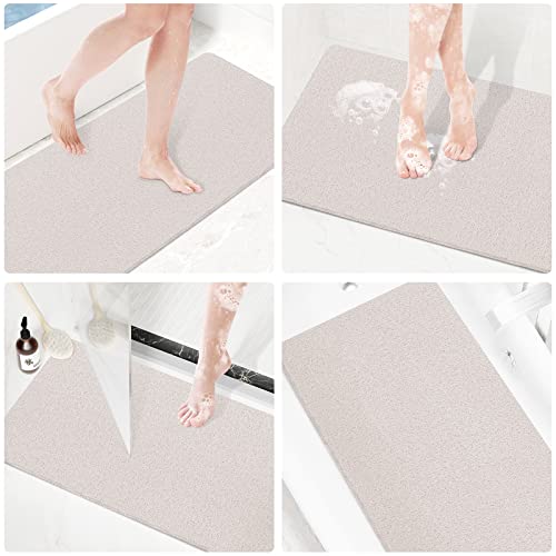 SoftDuo Shower Mat Bathtub Mat Non-Slip Soft Tub Mat | 36x16 inch,PVC Loofah Bath Mat with Drain for Tub and Bathroom,Quick Drying,White - color: White, size: 36" x 16" (Rectangular)