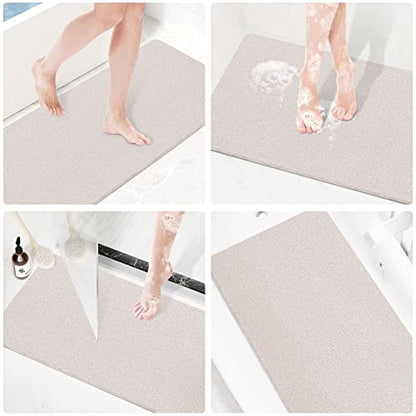 SoftDuo Shower Mat Bathtub Mat Non-Slip Soft Tub Mat | 36x16 inch,PVC Loofah Bath Mat with Drain for Tub and Bathroom,Quick Drying,White - color: White, size: 36" x 16" (Rectangular)