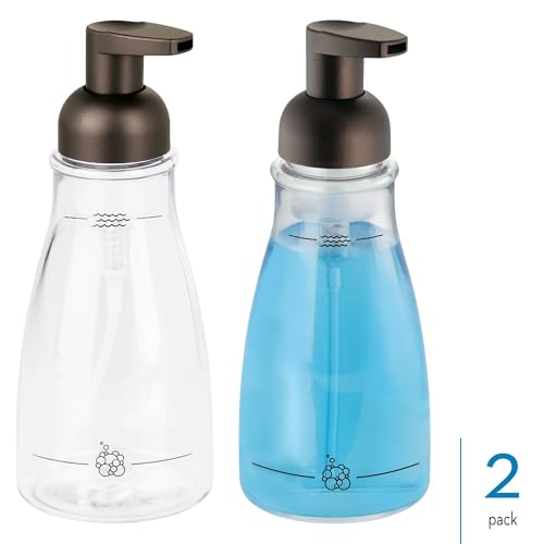iDesign Refillable Foaming Dispenser for Kitchen or Bathroom Vanity-Set of 2-Clear/Bronze soap Pump - color: Clear/Bronze, style: Pack of 2