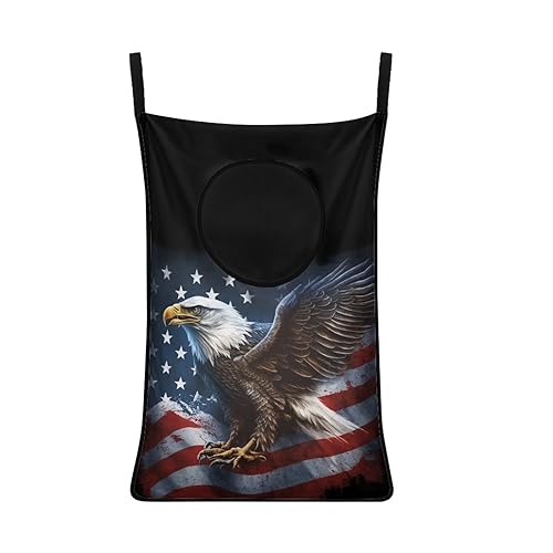 ZFRXIGN American Flag Eagle Hanging Laundry Hamper Bag Over Door Laundry Basket Space Saving Organizers Large Capacity Laundry Room Organization Hamper for Travel Home Office - color: Bald Eagle