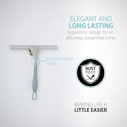 Better Living Products 17500 Soft Grip Shower Squeegee, 10-Inch Rubber Blade, Grey/Nickel