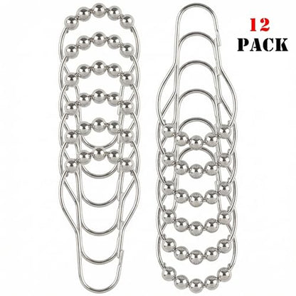 Shower Curtain Hooks Rings, Rustproof Metal Shower Curtain Rings for Bathroom Shower Rods Curtains - Set of 12, Nickel - color: Nickel