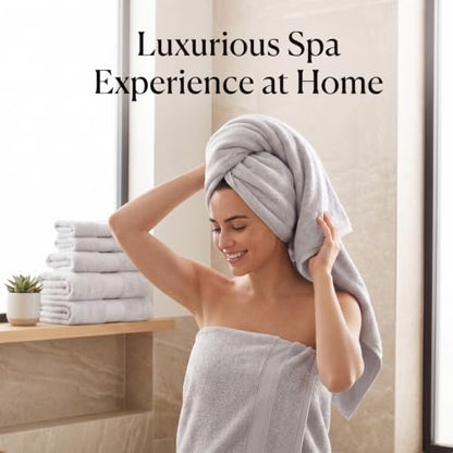 Maisonette Elegance 100% Organic Cotton Turkish Bathroom Towels Set, Ideal Quick Dry Luxury Washcloths, Hand & Large Luxury Bath Towels for Shower (6 Pack), Pewter - color: Pewter, style: Bath Towel Set - 6 Piece