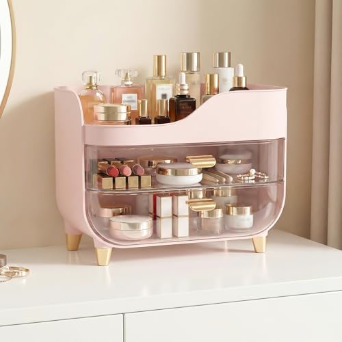 Makeup Organizer for Vanity with Large Smooth Drawers Extra Large Skincare Organizer for Bathroom Countertop and Dresser, Crystal Clear Cosmetic Storage Display Case for Beauty Products
