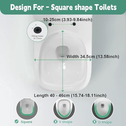 Quick Release Rectangular Soft Close Toilet Seat with Easy Cleaning, Top Fixing & Adjustable Hinges, White Plastic Cover, 03b - size: 03b