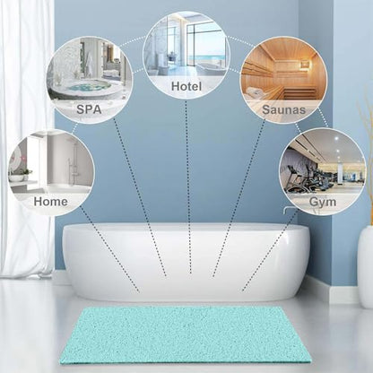 godehone Shower Mats Non Slip Without Suction Cups, PVC Loofah Bathroom Mats, Loofah Mats for Shower and Bathroom, Quick Drying, 23.6× 47.2 Inch, Light Green - color: Light Green, size: 47.2" x 23.6" (Rectangular)