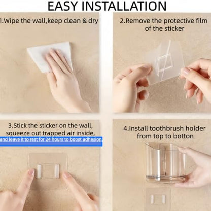Toothbrush Holder, 3 Slot Wall Mounted with Divider Kitchen Office