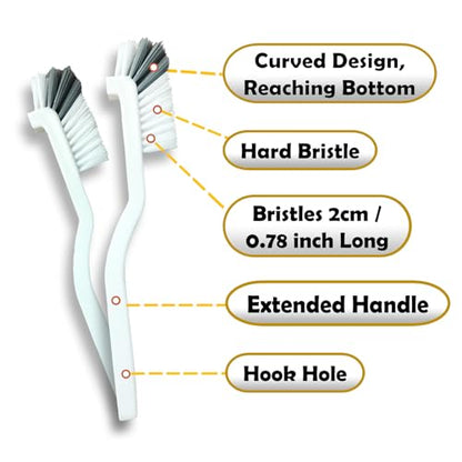 Betanull Grout Brush, Crevice Cleaning Brush Set, Stiff Bristle Scrub Brush | Ideal for bathroom cleaning supplies, tile, shower corners and small spaces. Nylon brushes for cleaning grout effectively