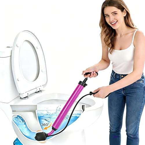 Manual Drain Unclogger, High Pressure Toilet Plunger: No-Splash, No Electricity, No Accessories, Pipe-Safe, Easy to Use, Reusable & Easy to Clean for Toilet, Sink, Bathtub, All Household Pipes - color: Purple