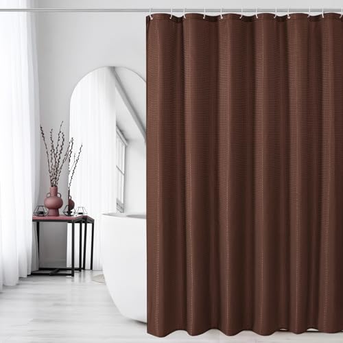Extra Long Brown Fabric Shower Curtain, 72 x 84 | Tall Cloth-Textured Shower Curtain for Bathroom, Water Repellent, Machine Washable - color: Brown, size: 72"W x 84"L (Pack of 1)